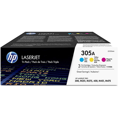 HP 305A Tri-Pack Toner Cartridges (CMY) 2.6k