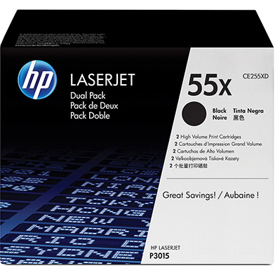 HP 55X Black Toner Dual Pack (12,500 pages)