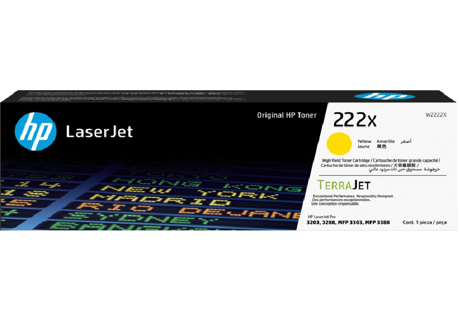 HP 222X High Yield Yellow LaserJet Toner Cartridge (2,500 Pages)