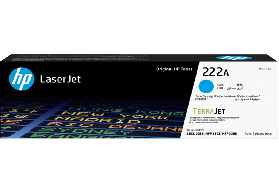 HP 222A Cyan LaserJet Toner Cartridge (1,200 pages)